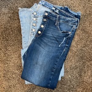 2 Pair Size 14 button fly raw edge Old navy high rise Rockstar Jeans